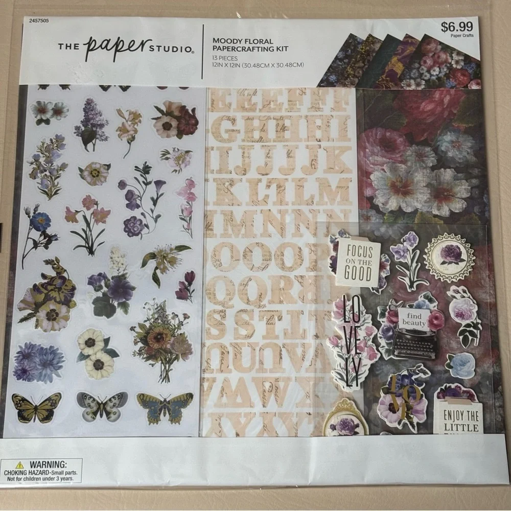 The Paper Studio Moody Floral Paper Crafting Scrapbook 13 Piece Kit